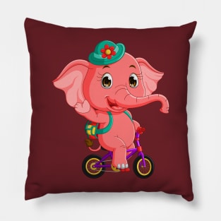 elephant riding bicycle Pillow