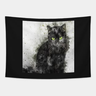 Cat Black Kitten Graphic Art Kitty Lover Graphic Face Masks, Design Apparel & Home Decor Tapestry