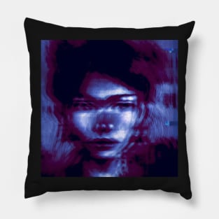 TURN ON - Glitch Art Creepy Portrait Pillow