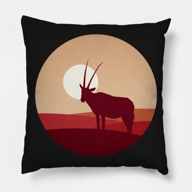 Springbok Flat Landscape Animal Silhouette Pillow by astralprints