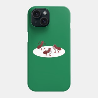 Happy red ants ice skating cartoon Phone Case