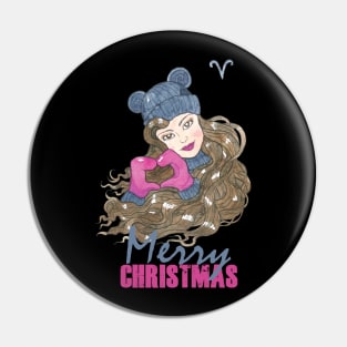 Merry Christmas Aries Winter Holidays Pin