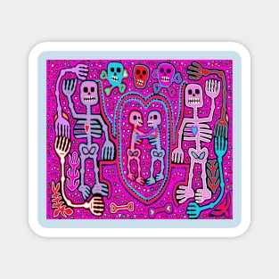 Halloween Pink Skeleton Dance Party Magnet