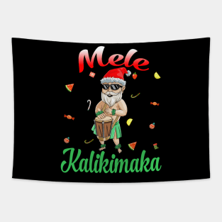 Mele Kalikimaka Christmas Santa Shaka Hawaii Tapestry