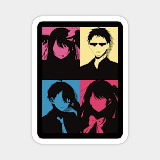 Oshi no Ko or My Star All Anime MC : Ai Hoshino, Ichigo Saitou, Aquamarine, and Ruby in Awesome Minimalist Vintage Pop Art Design Magnet