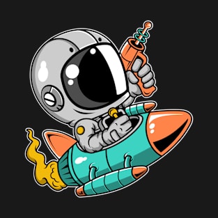 Astronaut Riding Rocket T-Shirt