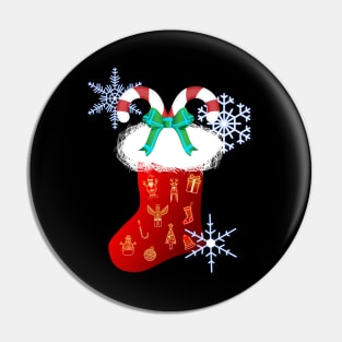 Candy Canes Christmas Stocking Pin