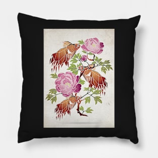 goldfish and peonies Pillow