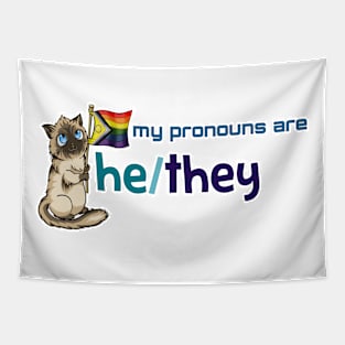 My Pronouns with Chocolate (He/They) Tapestry