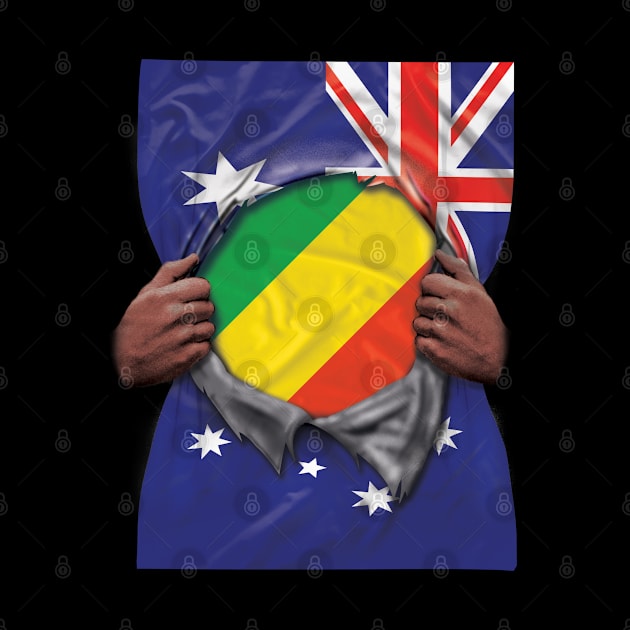 Republic Of The Congo Flag Australian Flag Ripped - Gift for Congon From Republic Of The Congo by Country Flags