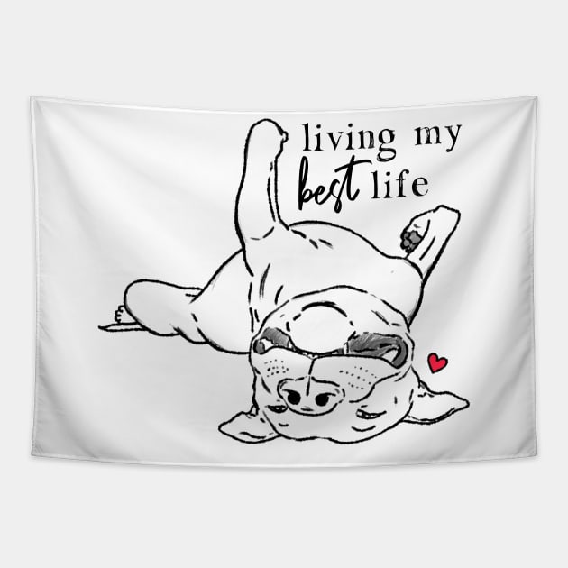 Funny Pitbull Living Best Life Tapestry by sockdogs