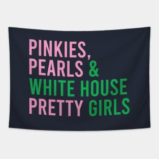 Pinkies Pearls & White House Pretty Girls Pink and green kamala political Tapestry