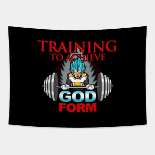 Anime Manga Inspired Gym Training Workout Lifting God Mode Meme Tapestry