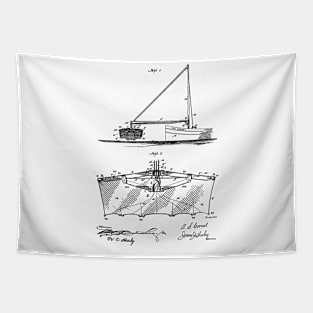 Fishing Net Vintage Patent Hand Drawing Tapestry