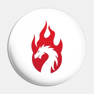 Dragon Head Silhouette Red Gradient Color Pin