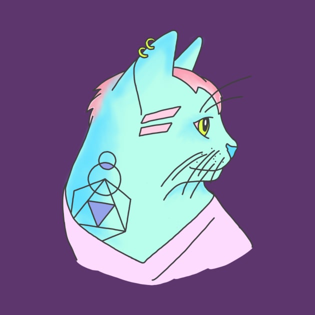 Hipster geometric tattoo edm rave cat by bigkidult