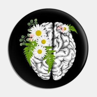 Brain human anatomy, floral, apricot blond roses, mental Pin