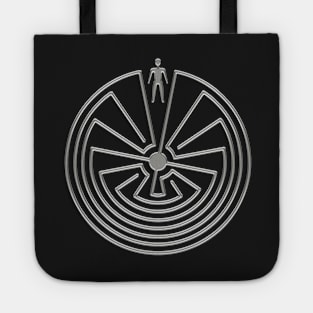 MAN IN THE MAZE - metal SILVER style Symbol Tote