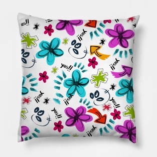 Neon colors floral Pillow