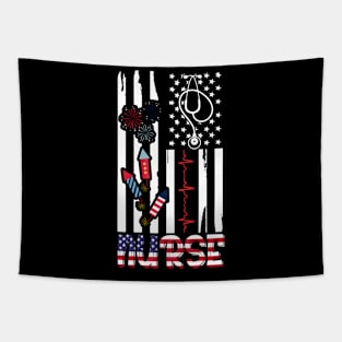 Nurse 4th of July American Flag Patriotic USA Stethoscope Tapestry