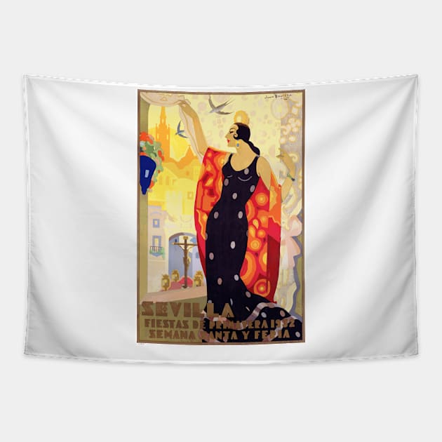 Sevilla - Seville, Spain Poster for the 1932  Holy Week Spring Festival Tapestry by Naves