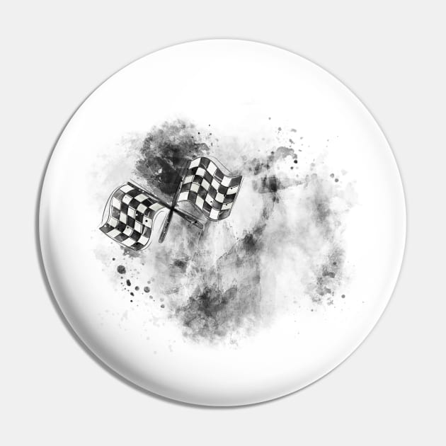 Racing .Checkered flag Pin by HJstudioDesigns