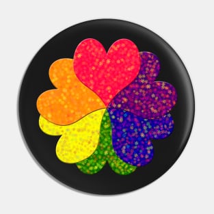 Love in Bloom Rainbow Hearts in Flower Shape Pin