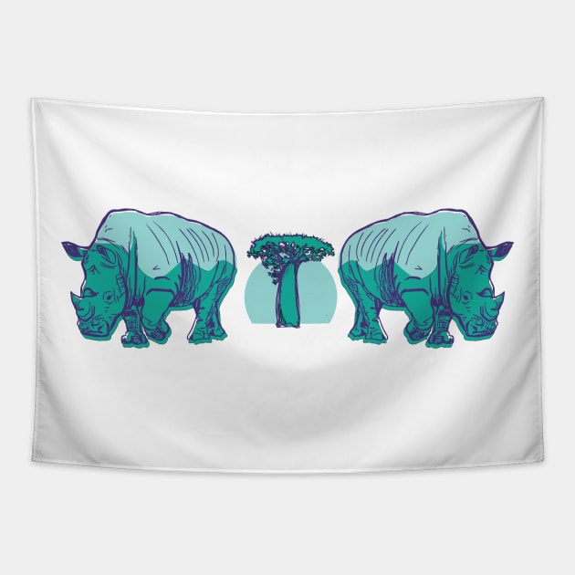 Rhino Baobab Tapestry by CauseWagon