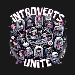 Introverts Unite Quirky Character Alone Together Design T-Shirt