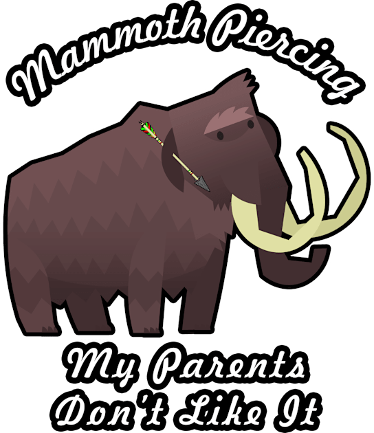 🦖 Rebellious Woolly Mammoth Loves His Mammoth Piercing Kids T-Shirt by Pixoplanet