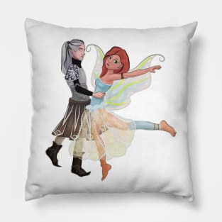 Dancing fairy and elf - transparent background Pillow