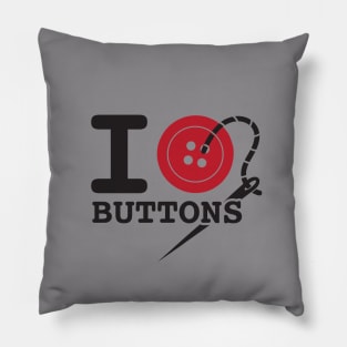 I Button Buttons - Black Text Pillow