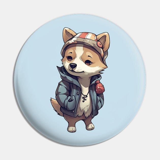 A cute dog wearing street fashion Pin by AestheticsArt81