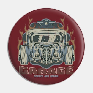 Hot Rod Garage Service & Repair Pin