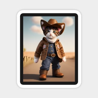 Cowboy Cat - Modern Digital Art Magnet