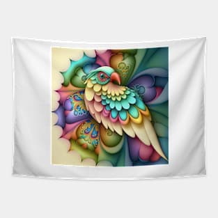 A Fractal Design in A Parrot Motif Tapestry