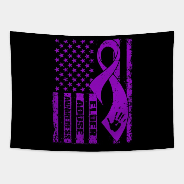 Elder Abuse Awareness Flag Ribbon Tapestry by KHANH HUYEN