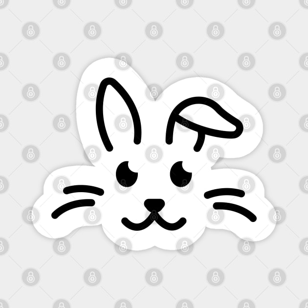 Eep! - Cute Bunny Face Line Art - Black Magnet by DaTacoX