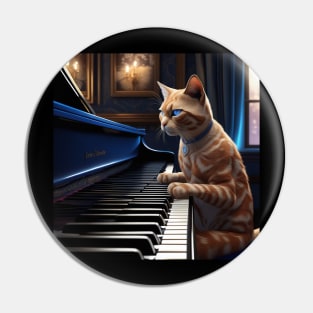 A Feline Blues Piano Player Sensation: Ramsey's Rise To Stardom Pin