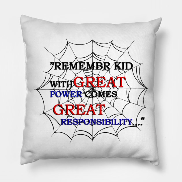 WITH GREAT POWER - spider man quotes Pillow by DRkaoata