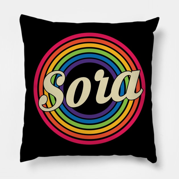 Sora - Retro Rainbow Style Pillow by MaydenArt