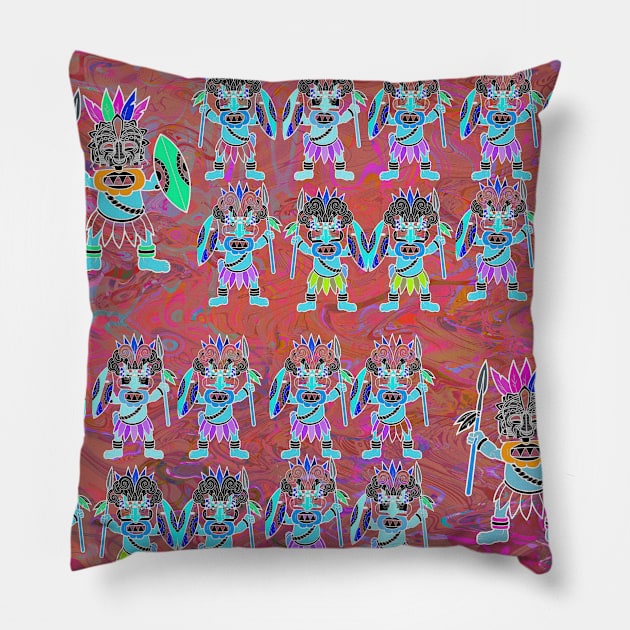 Dance of African Warriors V4 Pillow by walil designer