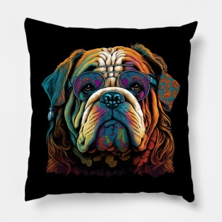 Hippie Bulldog Pillow