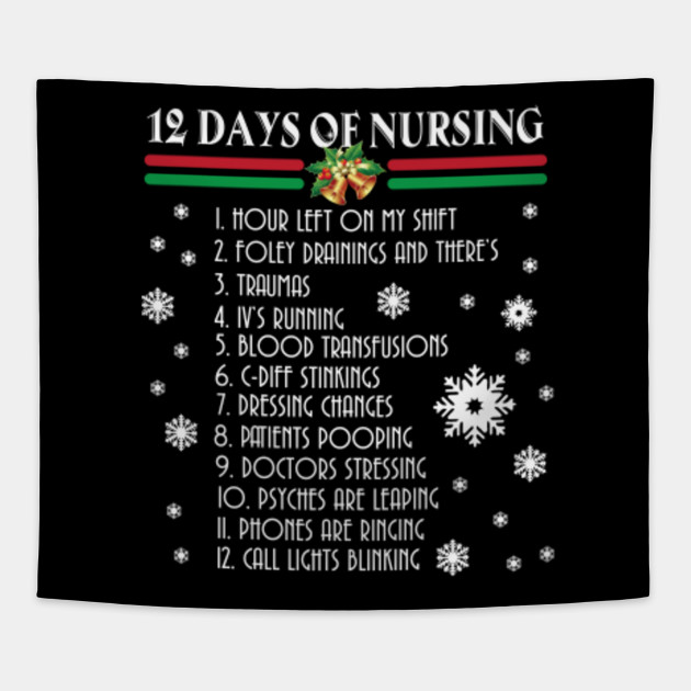 12 Days Of Nursing Funny Christmas Nurse Shirt Christmas