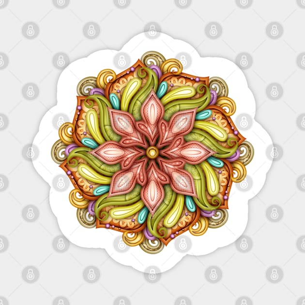 Colored Beautiful Decorative Mandala Magnet by lissantee