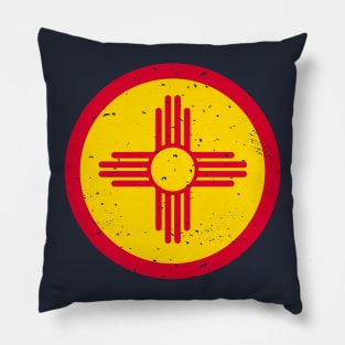 Retro New Mexico State Flag // Vintage New Mexico Grunge Emblem Pillow