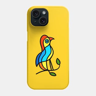 Color Bird on a Twig on Yellow Phone Case