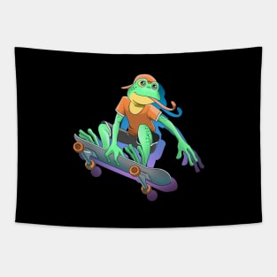 Skateboarding Frog Tapestry