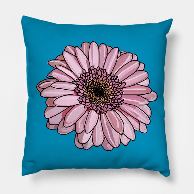 Gerbera in Pink Floral Pillow by ellenhenryart