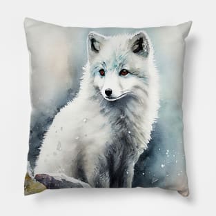 Arctic Fox - Watercolor Paint Pillow